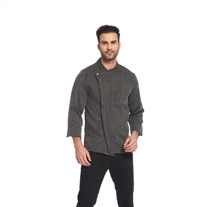 Veste de cuisine unisexe blanche italienne pour chef de <span class=keywords><strong>restaurant</strong></span>, uniforme de travail en sergé à manches longues pour hommes et femmes - Product Image 2
