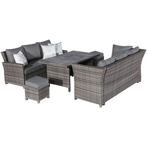 Set da Pranzo e Salotto <span class=keywords><strong>Rio</strong></span> per 8 Persone - Poliestere, <span class=keywords><strong>Alluminio</strong></span>, Polyrattan, Vetro, Include Braccioli - Product Image 5