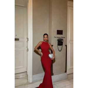 Robe de soirée de bal à détail perle rouge avec manches courtes, style chic de luxe, taille XS, version grande taille disponible - Product Image 1