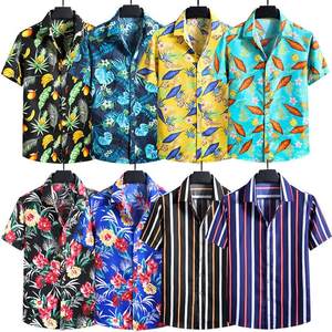 T-shirts personnalisés d'été Hawaii Fiesta Camisa Hawaiana Algodon Para Hombre Chemise <span class=keywords><strong>Hawaienne</strong></span> Aloha Beach Chemise décontractée tropicale pour homme - Product Image 2