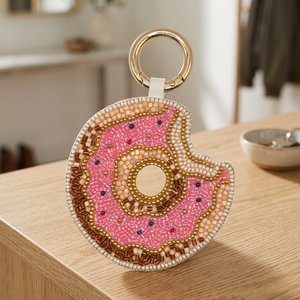 Llavero con Colgante de Bolso Tipo Donut con Cuentas, Diseño Animal Rosa, Ecológico y Sencillo - Product Image 3