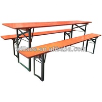 HE-207, Ensemble de table à bière pliante en bois/Table à bière et banc/Table de jardin en bois/Patio/Ensemble de tables d'extérieur