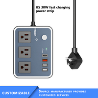 Multiprise murale antidérapante de haute qualité avec protection contre les surtensions, 4 ports USB et 4 prises US