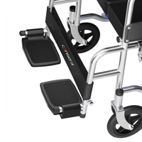 Fauteuil roulant pliant portable en acier carbone avec commode et table, coussin de siège Oxford, roues arrière solides de 24 pouces et frein à main - Grande Vente
