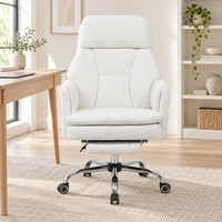 Chaise de direction de haute qualité à dossier croisé, siège en peluche blanche, accoudoirs réversibles, grande taille, chaise de coiffeuse
