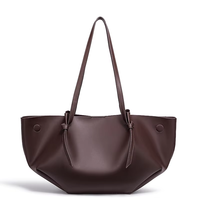 Sac fourre-tout plissé grande capacité pour femme, sac à bandoulière en cuir souple, sac à main décontracté pour le travail et le bureau, sac aile de chandelle, vente en gros