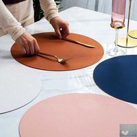 Set de table rond en cuir facile à nettoyer, imperméable, isolant thermique, antidérapant, en cuir PU lisse, pour restaurant