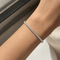 Bracelet tennis en diamant CVD cultivé en laboratoire, taille ronde 10 carats, 4 mm, quatre griffes, or blanc massif 14 carats, 6,5 pouces, fabrication sur mesure