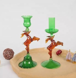 Custom Elegant Deer Shape Glass Candlestick <strong>Holders</strong> Glass <strong>Candle</strong> <strong>Holders</strong> for Home Party Centerpiece - Product Image 3