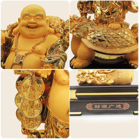 Dropship Statue de Bouddha Hotei Maitreya de haute qualité Statue de Bouddha rieur en résine d'or chinois