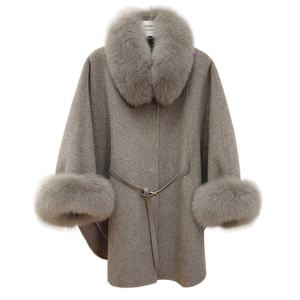 Chal de Cachemira para Mujer 2025, Abrigo de Invierno de Alta Calidad con Doble Cara de Piel de Zorro, Cierre con Cinturón, Capa de Lana - Product Image 1