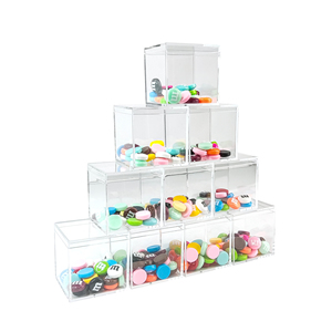 Custom clear acrylic candy display box sugar favor box square plastic candy cube