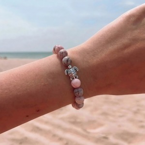 Natural Stone Beaded <b>Bracelet</b> Pink Butterfly <b>Turtle</b> Pendant Inspirational Jewelry Gift for Women - Product Image 3