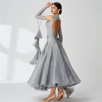 B-2052 Gris De Haute Qualité Standard Salle De Bal Robe Lisse Haut De gamme Personnalisé Valse Tango Robe Pour Concours