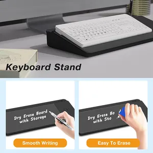 Office Desk Accessories Dry Erase Board Computer Pad Keyboard Stand Desktop Glass Whiteboard With Wireless Charger Station