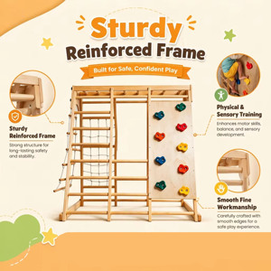 Wooden Indoor Climbing <b>Frame</b> With Colorful Rock Holds And <b>Swing</b> <b>For</b> Kids 4-6 Years Climbing <b>Frame</b> Wooden - Product Image 5