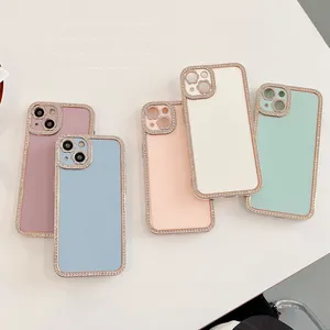 Lady Girls Candy Electroplating TPU Shockproof Phone Case For iPhone 13 12 Pro Max Bling Diamond Cover