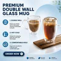 Eiförmige Doppelwandige Glas-Kaffeetasse Isolierter Klarer Becher für Zuhause Café Bar