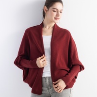 Damen-Cardigan mit Fledermausärmeln, offene Vorderseite, Wollstrick, für Büro, Pendeln, Alltag, Herbst-Winter-Warme Oberbekleidung