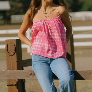 OEM custom playful <b>Hawaiian</b> print loose one-shoulder <b>top</b> high-quality soft organic cotton <b>top</b> - Product Image 2