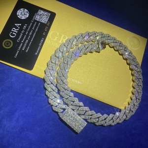 Dây chuyền Cuban Link bạc 925 đính đá Moissanite VVS kiểu Hip Hop Iced Out, bán chạy, vượt qua bài kiểm tra kim cương - Product Image 5