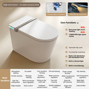 WC intelligent blanc pour salle de bain, à poser au sol, avec bidet intégré, automatique, de luxe - Product Image 4