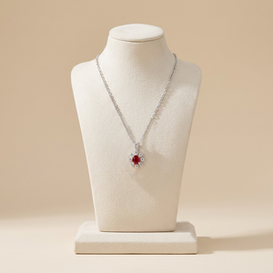Hot Selling Elegant 18K Solid White Gold Simple <b>Necklace</b> With Natural <b>Ruby</b> Pendant For Wedding Party or Anniversary For Ladies - Product Image 6
