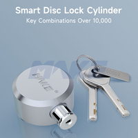 Cadenas rond en acier MK618 de 73 mm pour remorque, cadenas dissimulé pour garage et fourgonnette avec système à clé à disque, finition chrome satiné, 2 clés