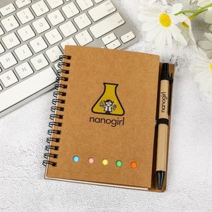 Cuaderno Espiral Kraft con Logotipo Personalizado al por Mayor, con Notas Adhesivas, Regalo Promocional de Alta Calidad, Mini Bloc de Notas Reciclado con Bolígrafo - Product Image 2