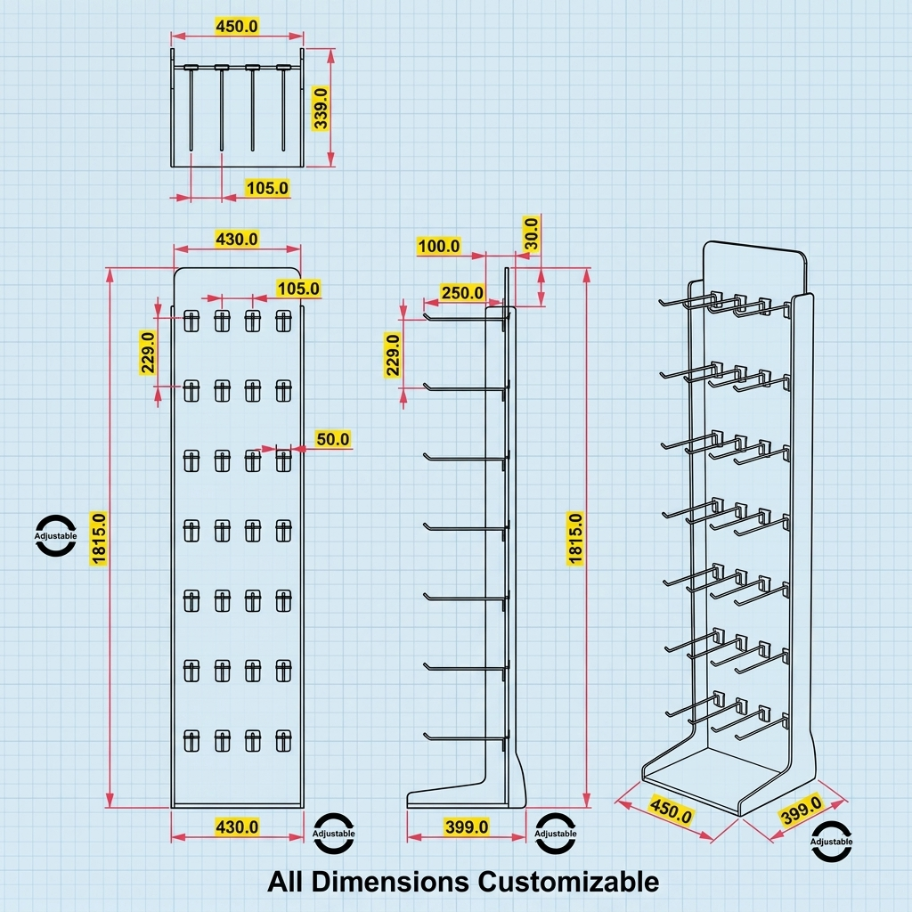 Display Stand with Hooks for Spice Floor Shop Display Racks Store Retail Display for Brand Marketing for Kitchen & Grocery Store — view 4