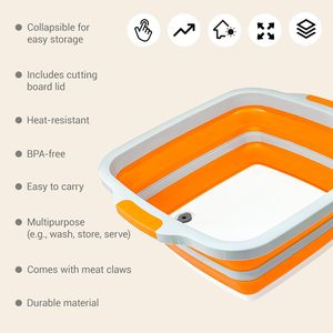 New 8L and 16L Collapsible Meal Prep Container Lock Buckle Food Storage with Cutting Board BBQ Prep Tub with <b>Locking</b> Lid - Product Image 3