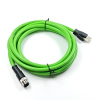 Kabel Fleksibel Drag Konektor M12 Profibus Industrial EtherCAT Ethernet X Coded D Coded 4pin 8pin D RJ45 Cat5e Cat6a