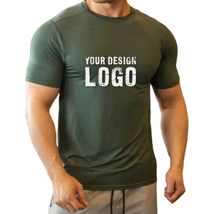 เสื้อยืดออกกำลังกายผู้ชายทรงสลิมฟิต พิมพ์ลายตามสั่ง ขายส่งแบบ OEM แขนสั้น สไตล์วินเทจ สำหรับออกกำลังกายในยิม - Product Image 2