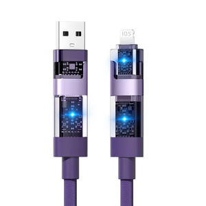 Cavo USB 3.1 Intrecciato in PVC Quattro-in-Uno 100W 5A <span class=keywords><strong>Ricarica</strong></span> Rapida PD Rame Puro Trasparente 1.2m per iPhone 17 - Product Image 6