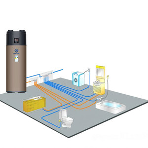 Pompe à chaleur air-eau résidentielle tout-en-un haute température R134a pour eau chaude sanitaire, 150L, 200L, 250L, 300L - Product Image 1