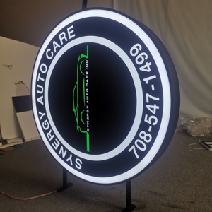 Boîte à lumière ronde de publicité de signe de LED d'acier inoxydable personnalisée par police de longue durée de double face <span class=keywords><strong>creuse</strong></span> - Product Image 6