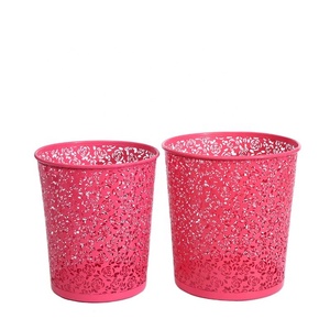 Sáng Tạo Hình Hoa Kim Loại Thùng Rác Có Thể Thông gió <span class=keywords><strong>Handmade</strong></span> Thùng Rác Bàn Tổ Chức Giỏ - Product Image 4