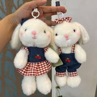 Pendentif en peluche lapin vintage en jean cerise à oreilles tombantes, parfumé, cadeau pour breloque de sac, pour adolescentes