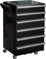 Chariot à outils en métal avec 2 tiroirs, roulettes et une porte de rangement