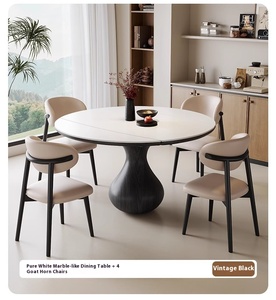 <span class=keywords><strong>Tavolino</strong></span> da Caffè Rotondo Retrattile in <span class=keywords><strong>Legno</strong></span> di Frassino, <span class=keywords><strong>Design</strong></span> Minimalista Mid-Century Moderno, Robusto per Arredamento Casa Piccola - Product Image 4