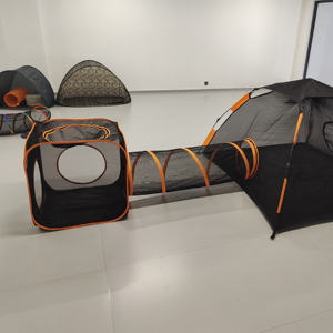 Kangna Tragbares Atmungsaktives Katzen-Spielhaus Zelt mit <span class=keywords><strong>Pop</strong></span>-<span class=keywords><strong>up</strong></span>-Tunnel Abnehmbar Waschbar Kartonverpackt für Innen-/Außenbereich - Product Image 3