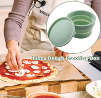 Récipients ronds empilables pour bol d'épreuvage de pâte à pizza avec couvercles Boîte d'épreuvage pliable en silicone pour démarreur de levain