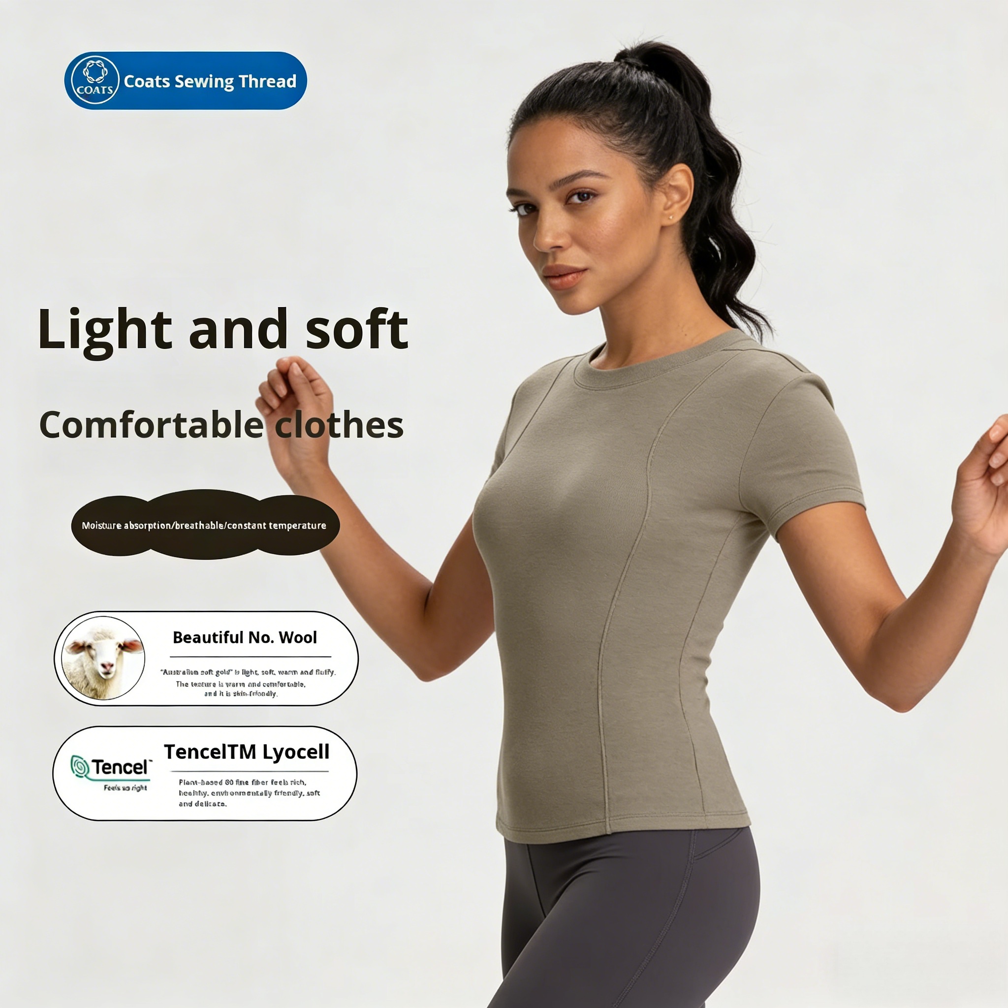 Women's Plus Size Quick Dry Breathable Tight-Fitting Short Sleeve Solid Yoga Sports Top T-shirt in Lyocell/Wool/Spandex