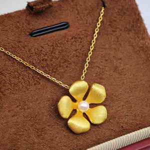 Collier pendentif minimaliste en forme de fleur en argent 925 plaqué or UM Jewelry, perle d'eau douce naturelle, unisexe, fiançailles, mariage - Product Image 3