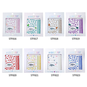 Autocollants adhésifs en gros pour femmes, bijoux de visage, maquillage, diamants, strass pour les yeux et le visage, tatouages temporaires pour festivals et raves - Product Image 3