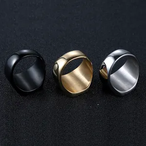 सोना मढ़वाया स्टेनलेस स्टील उत्कीर्ण कस्टम लोगो पुरुषों की अंगूठी गुंडा अंगूठी खाली अंगूठी कस्टम