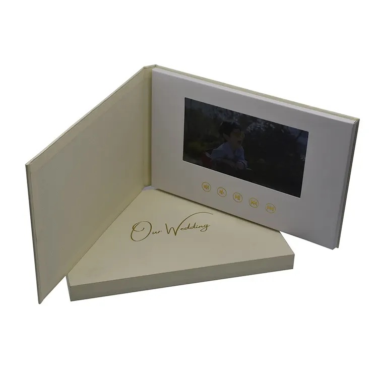 Brochure digitale su misura del regalo del video dell'affissione a cristalli liquidi della cartolina d'auguri di nozze del Video libro digitale