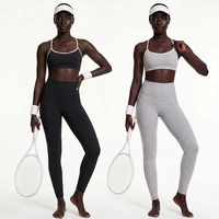 Ensemble de yoga 2 pièces pour femme avec logo personnalisé, soutien-gorge de sport à maintien élevé et pantalon de compression extensible dans les 4 sens, vêtements de sport fitness