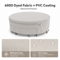 Housse de table ronde imperméable HOMFUL pour patio, en PVC 600D enduit, résistante, pour extérieur