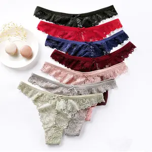 hot sale valentines day gift Ladies Underwear Low Waist Sexy Tanga Hipster Transparent Lace Women's T back Panties